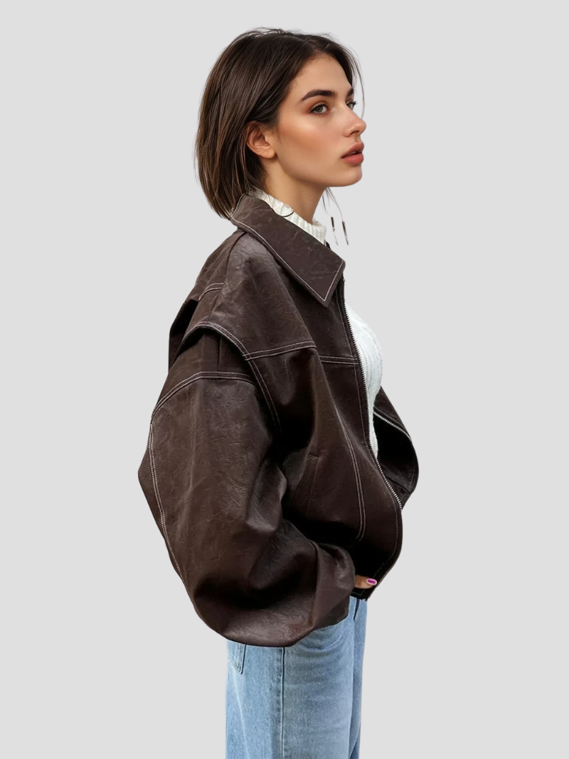 Eliza - Trendy oversized leren jas