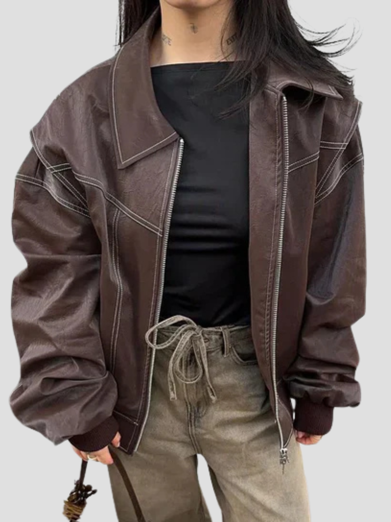Eliza - Trendy oversized leren jas