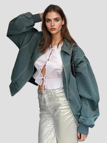 Eliza - Trendy oversized leren jas