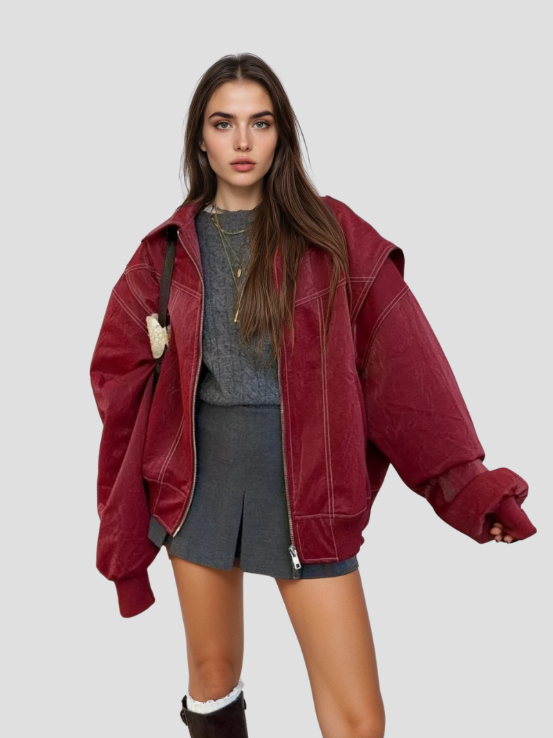 Eliza - Trendy oversized leren jas