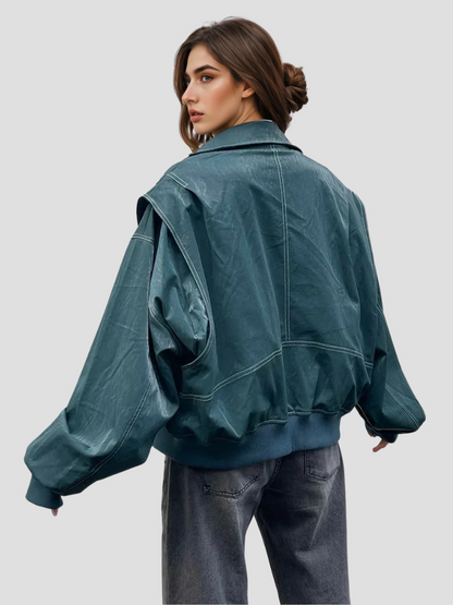 Eliza - Trendy oversized leren jas