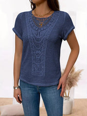 Crocheted Short Sleeve Top for Women in Boho Style