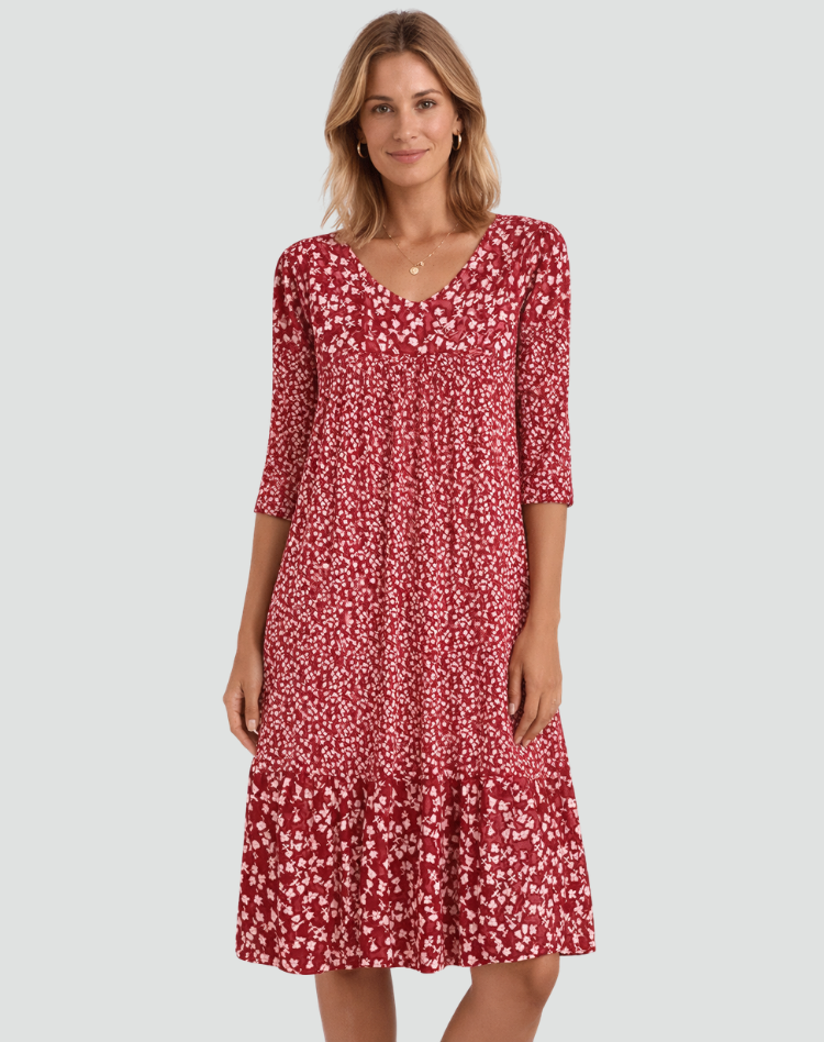 Boho Midi Jurk Met Bloemenprint En V Hals Voor Dames