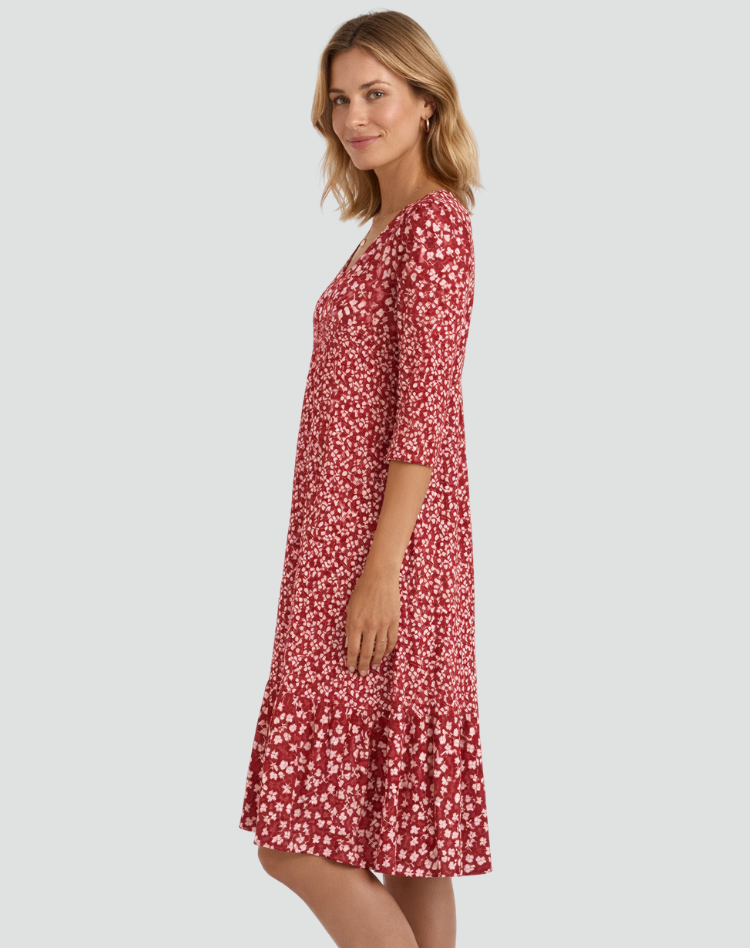 Boho Midi Jurk Met Bloemenprint En V Hals Voor Dames