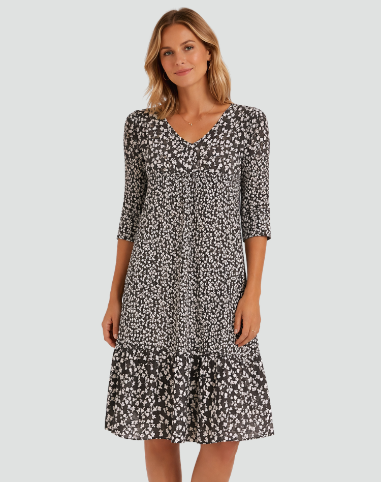 Boho Midi Jurk Met Bloemenprint En V Hals Voor Dames