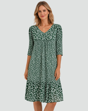 Boho Midi Jurk Met Bloemenprint En V Hals Voor Dames