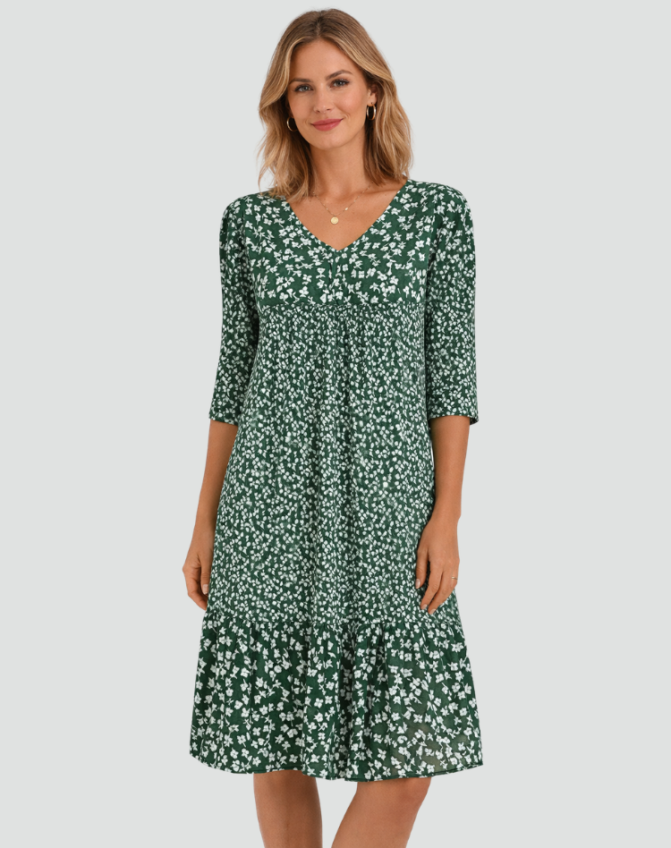 Boho Midi Jurk Met Bloemenprint En V Hals Voor Dames