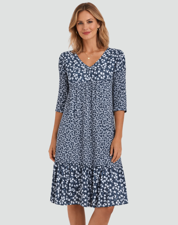 Boho Midi Jurk Met Bloemenprint En V Hals Voor Dames