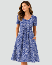 Robe midi d'été légère avec imprimé et poches pour femmes