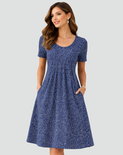 Robe midi d'été légère avec imprimé et poches pour femmes