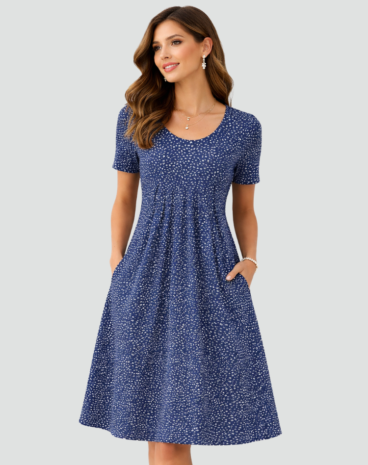 Robe midi d'été légère avec imprimé et poches pour femmes