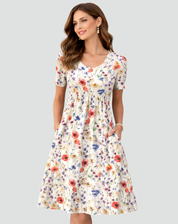 Robe midi d'été légère avec imprimé et poches pour femmes