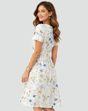 Robe midi d'été légère avec imprimé et poches pour femmes