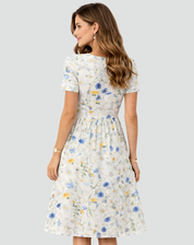 Robe midi d'été légère avec imprimé et poches pour femmes