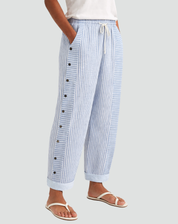 Summer Striped Pants for Women with Straight Legs