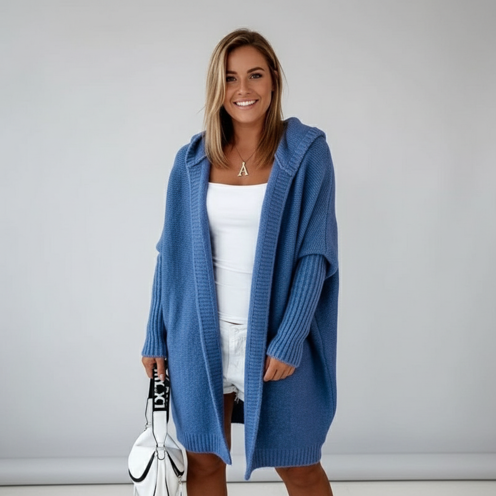 Zacht Gebreid Damesvest met Capuchon en Zakken