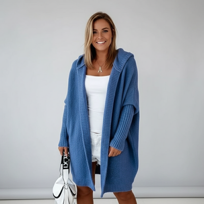 Zacht Gebreid Damesvest met Capuchon en Zakken