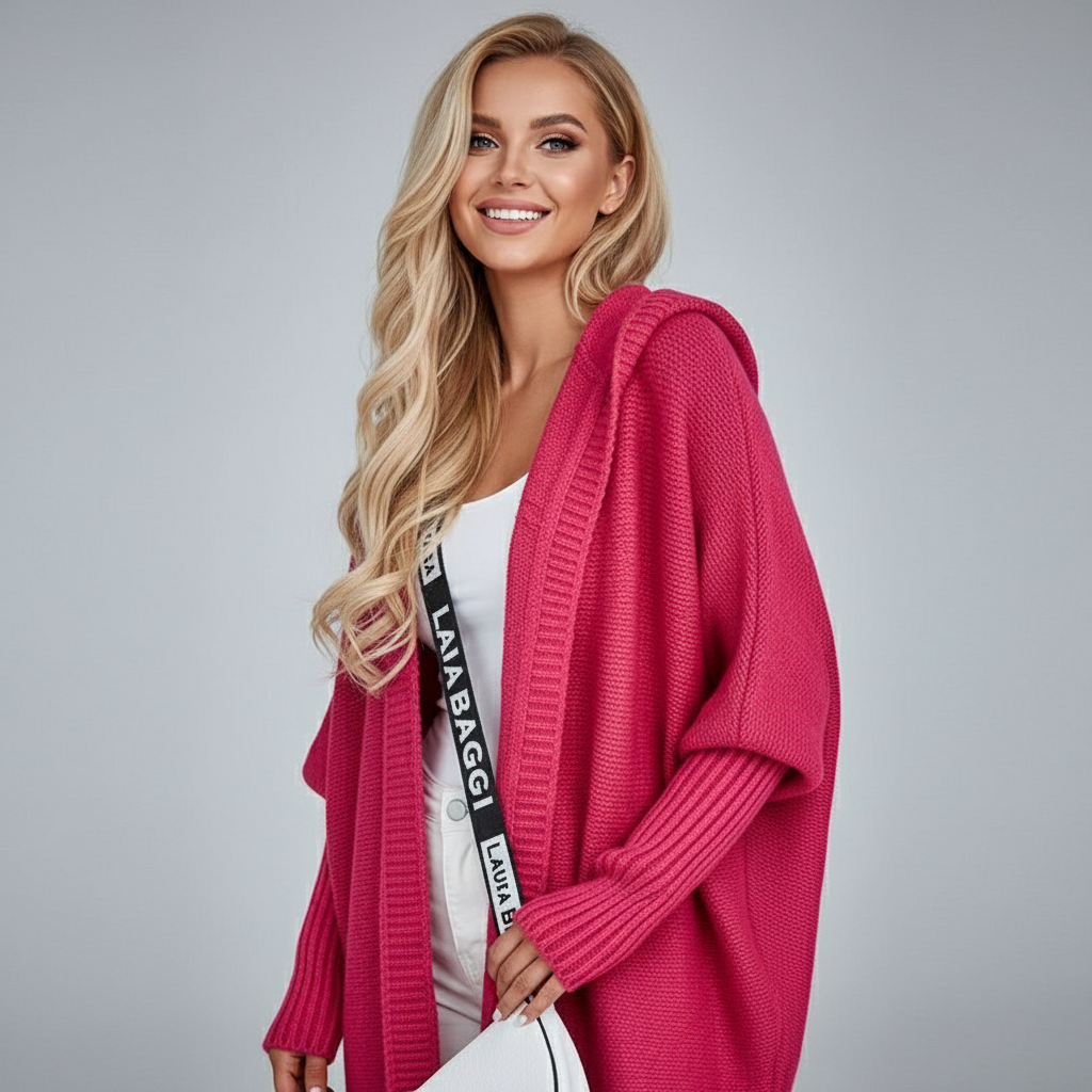 Zacht Gebreid Damesvest met Capuchon en Zakken