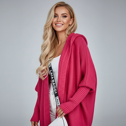 Zacht Gebreid Damesvest met Capuchon en Zakken