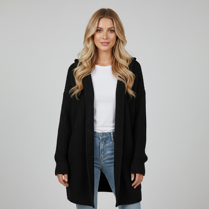 Zacht Gebreid Damesvest met Capuchon en Zakken