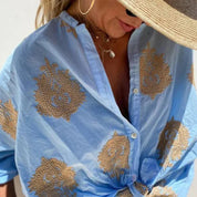 Blouse légère pour femme avec imprimé paisley – Blouse d'été élégante avec col en V