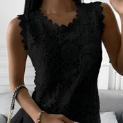 Sleeveless Lace Top with Floral Pattern for Women