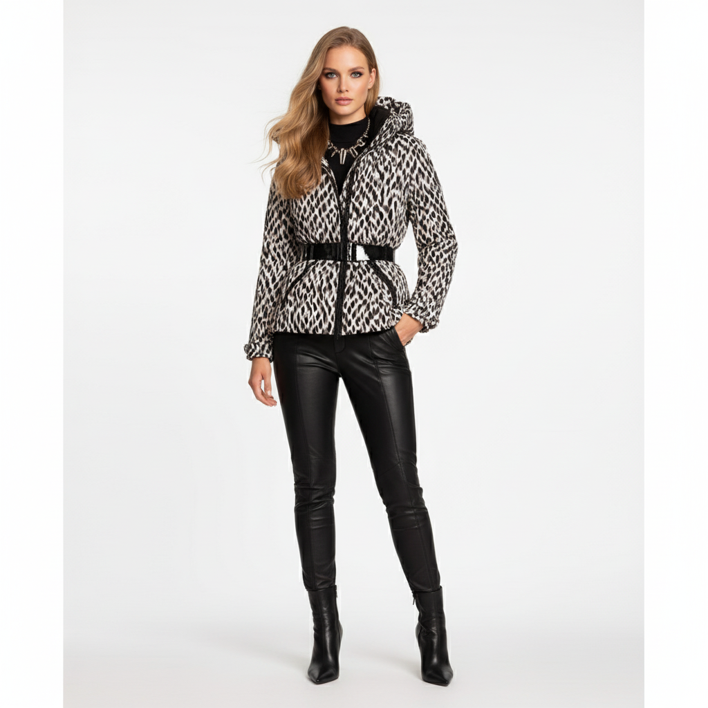 Gewatteerde Pufferjas met Capuchon en Tailleceintuur voor Dames