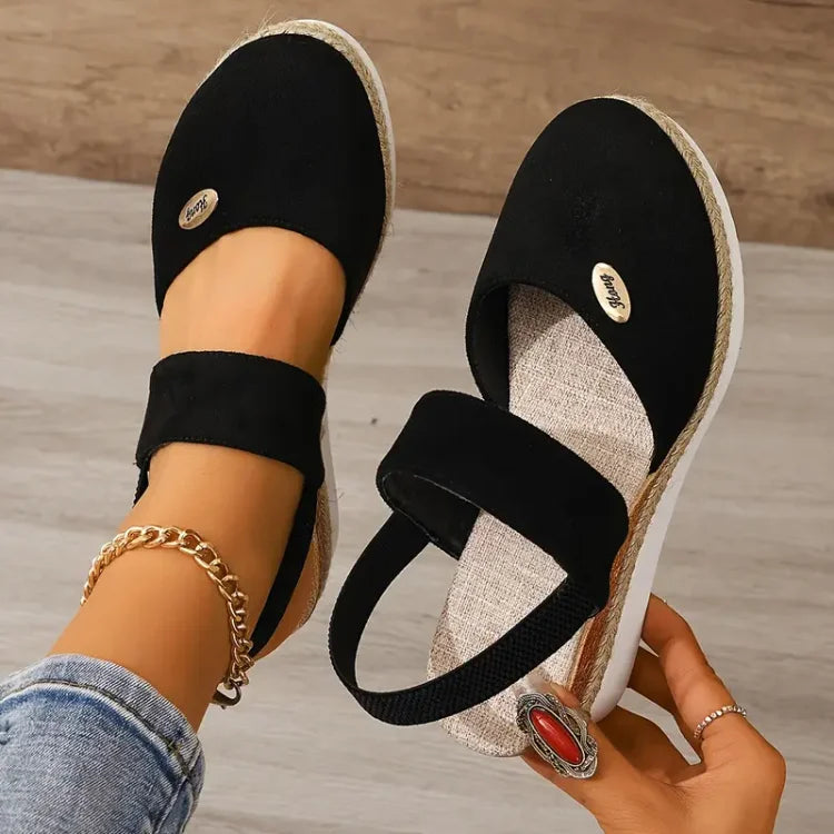Lorie Sandals | Platform Closed Toe Sandals With Elastic Strap