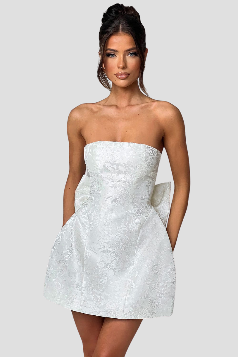 Elegant Strapless Dames Mini Cocktailjurk Met Strik