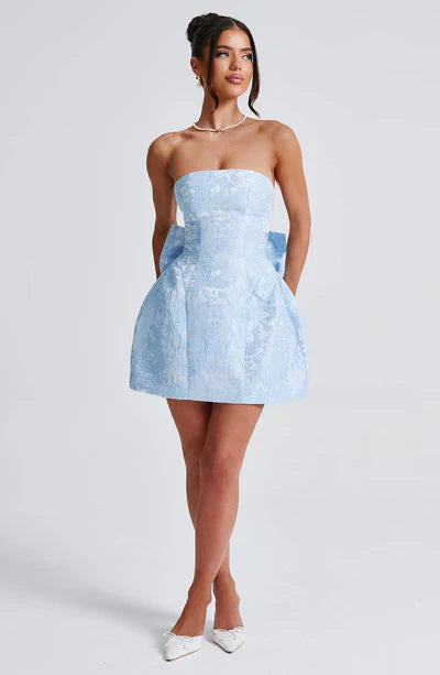 Elegant Strapless Dames Mini Cocktailjurk Met Strik