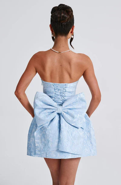 Elegant Strapless Dames Mini Cocktailjurk Met Strik