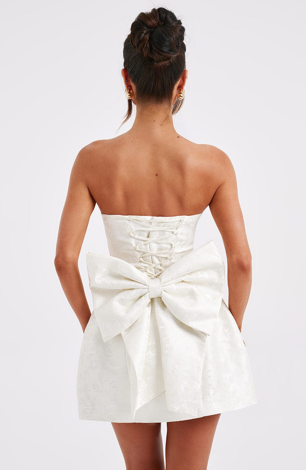 Elegant Strapless Dames Mini Cocktailjurk Met Strik