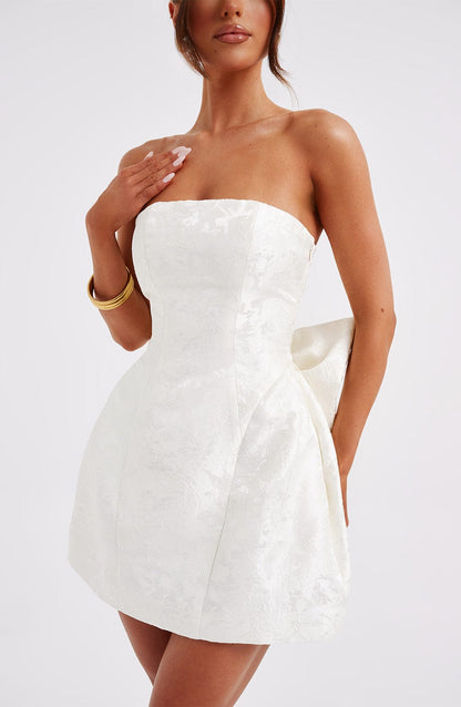 Elegant Strapless Dames Mini Cocktailjurk Met Strik