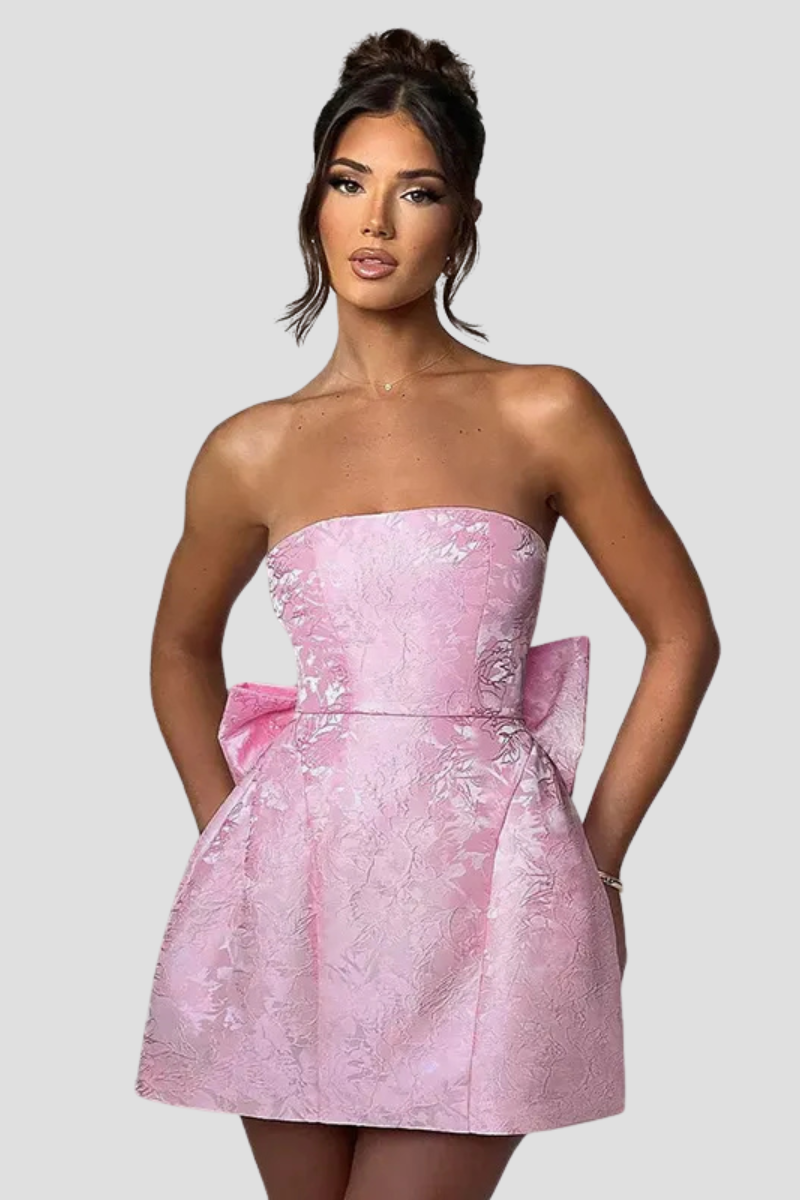 Elegant Strapless Dames Mini Cocktailjurk Met Strik