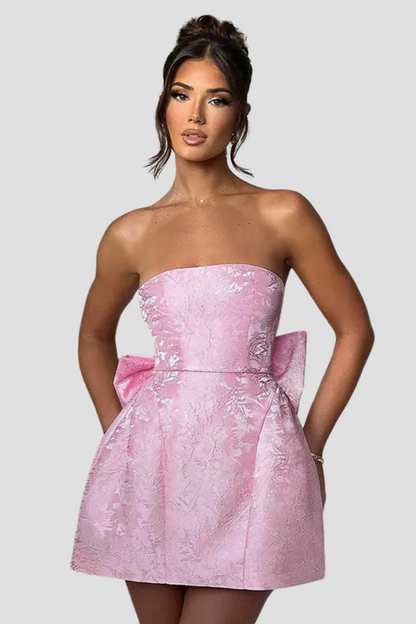 Elegant Strapless Dames Mini Cocktailjurk Met Strik