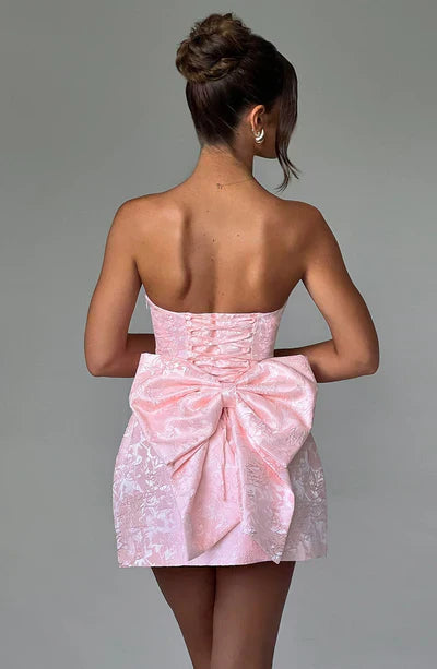 Elegant Strapless Dames Mini Cocktailjurk Met Strik