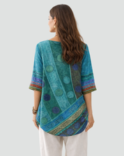 Boho Blouse Met Print En Driekwart Mouwen