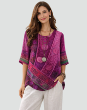 Boho Blouse Met Print En Driekwart Mouwen