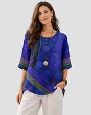 Boho Blouse Met Print En Driekwart Mouwen