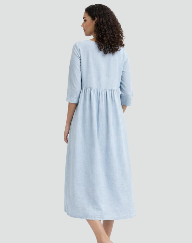 Falling Midi Dress with Half Sleeves and Pockets