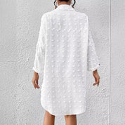 White Beach Cover-Up Dress with Long Sleeves for Women