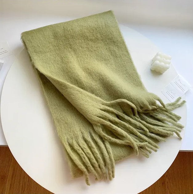 Warm Elegant Winter Scarf with Stylish Fringes for Women