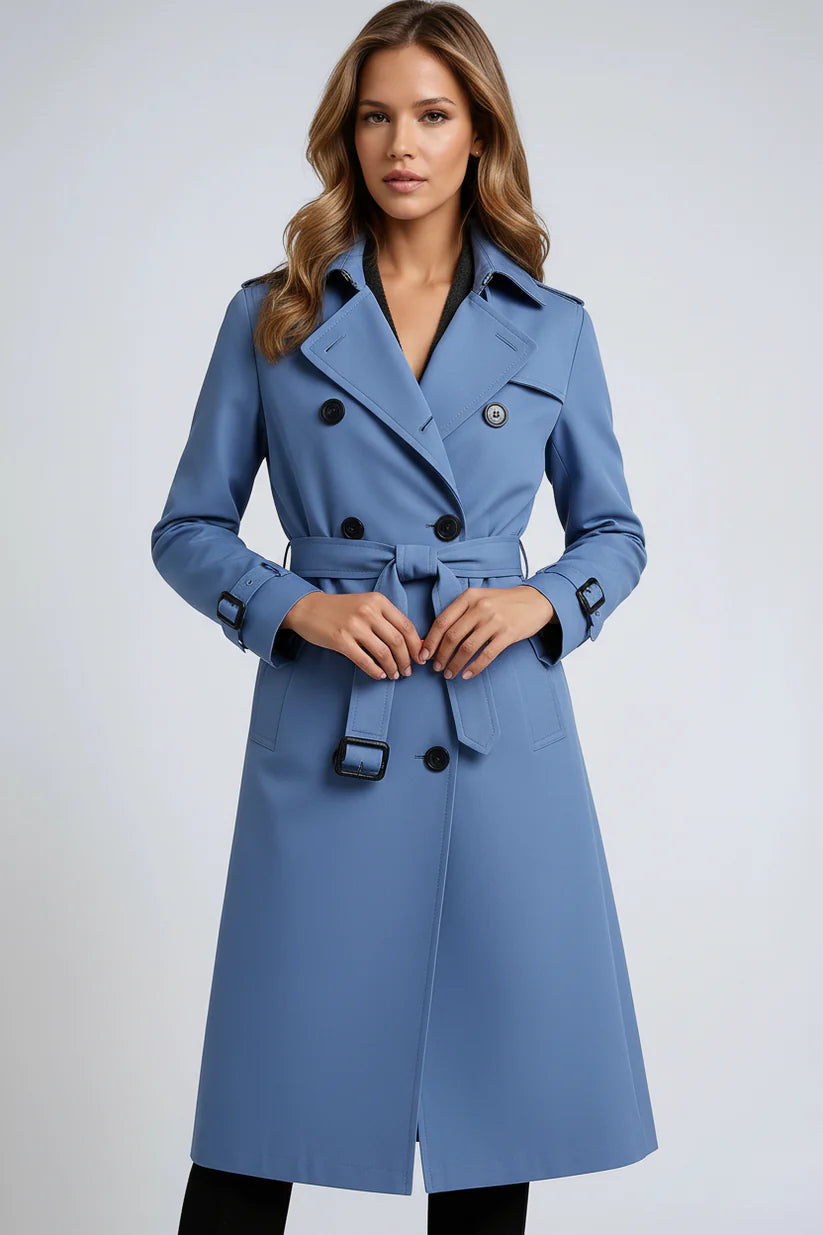 Dames Regenbestendige Lange Trenchcoat Met Ceintuur