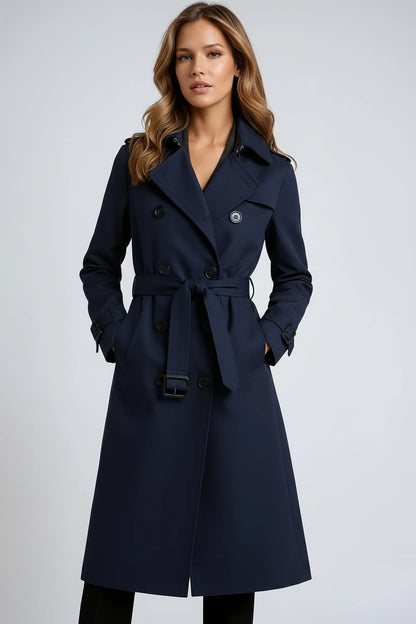 Dames Regenbestendige Lange Trenchcoat Met Ceintuur