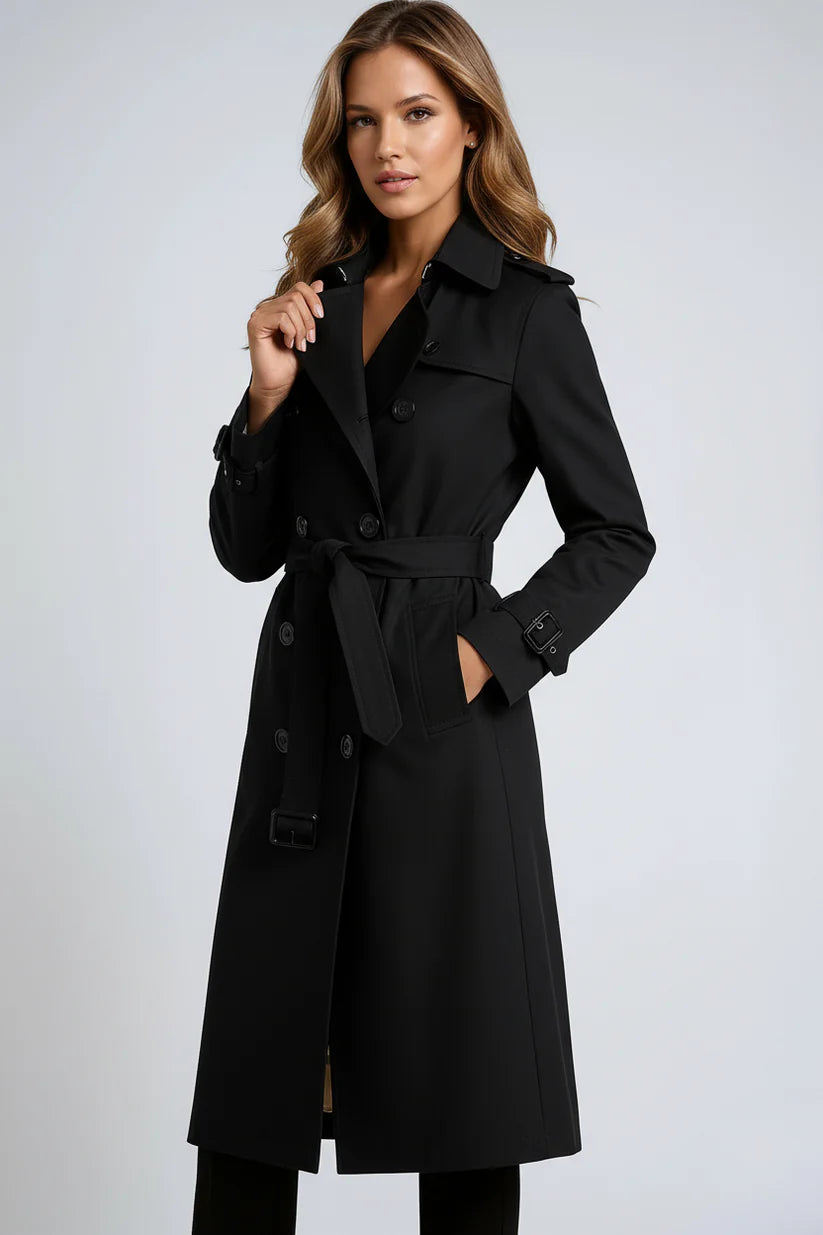 Dames Regenbestendige Lange Trenchcoat Met Ceintuur