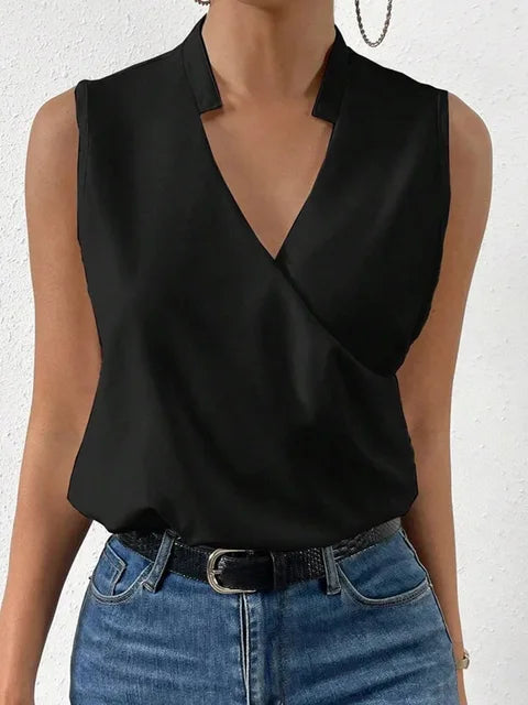 Sleeveless Wrap Top with V-Neck for Women for Work