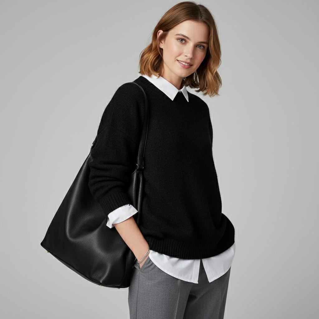 Pull tricoté à col rond, doux et chaud pour femme