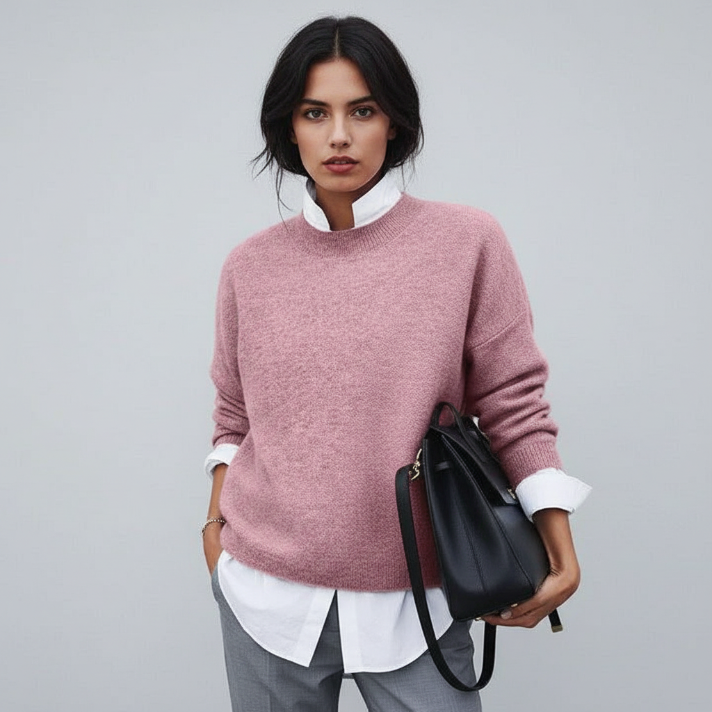 Pull tricoté à col rond, doux et chaud pour femme