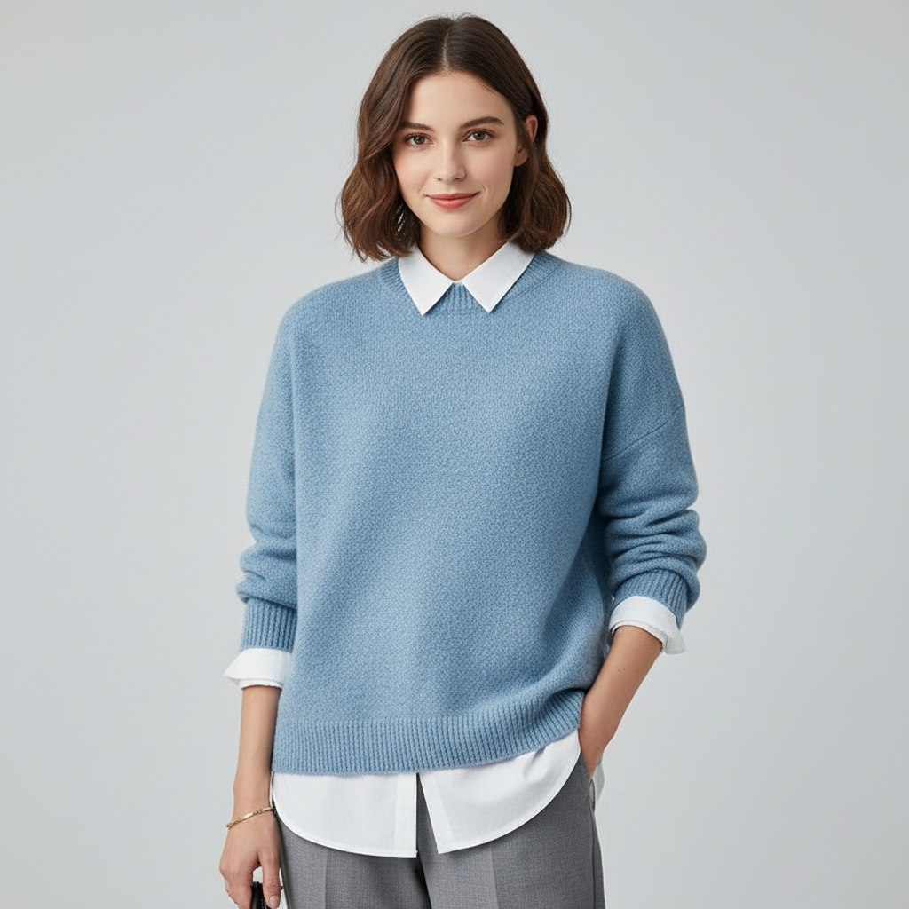 Pull tricoté à col rond, doux et chaud pour femme
