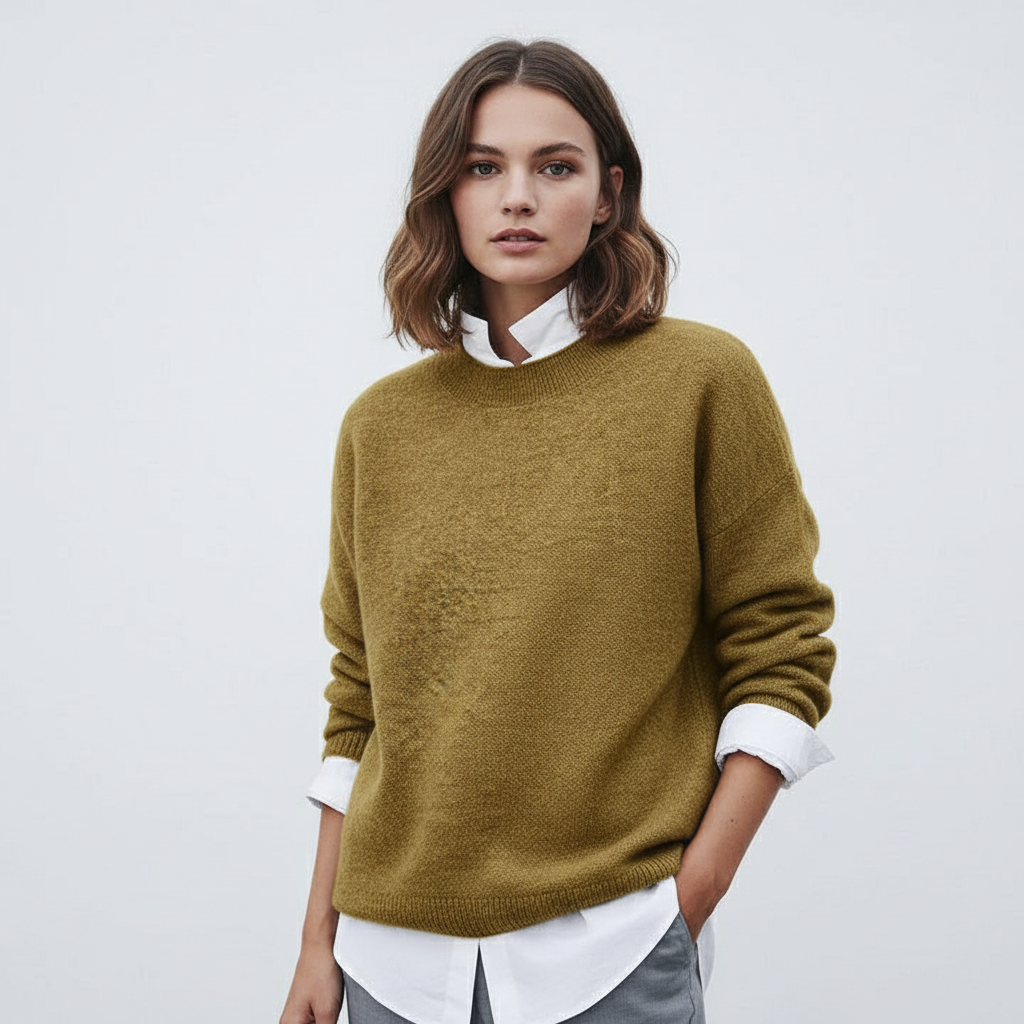 Gebreide Trui met Ronde Hals Zacht en Warm voor Dames